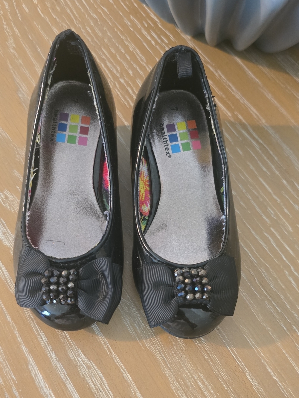 Toddler Black Patent Bow Ballet Heels